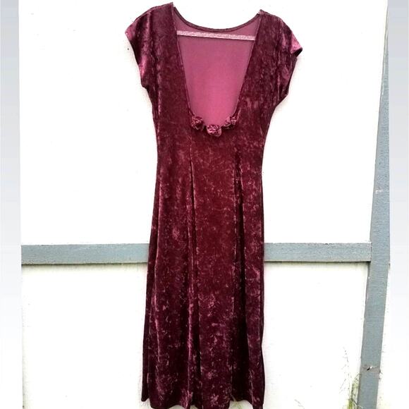 Vintage Velvet Purple Maxi Dress 90s All That Jazz Velour - Picture 2 of 8